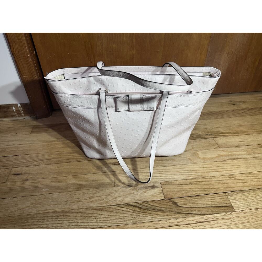 Kate Spade New York Harmony Valencia Pink Leather Ostrich Embossed Tote Large